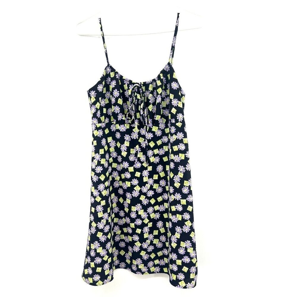 Vivayou USA Y2K Floral Slip Dress Women's Small Navy Green Purple